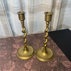 Brass Candlestick Holders Set of 2